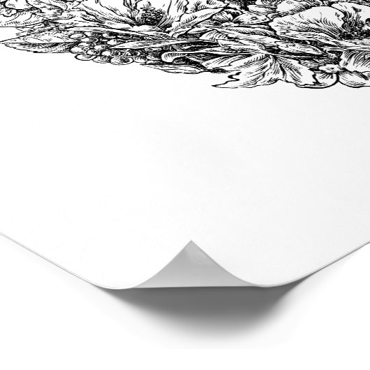 花スカルポスター ポスター (角)