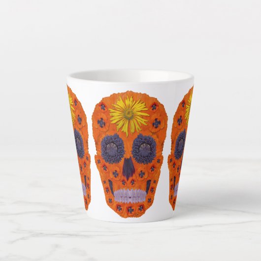 花スカル1 カフェラテマグ (正面)