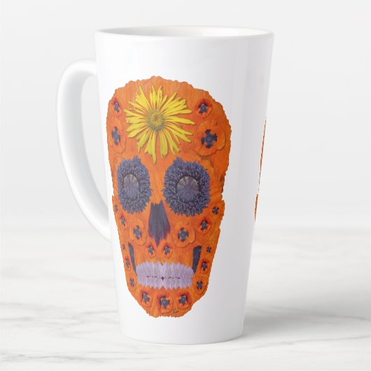 花スカル1 カフェラテマグ (左アングル)