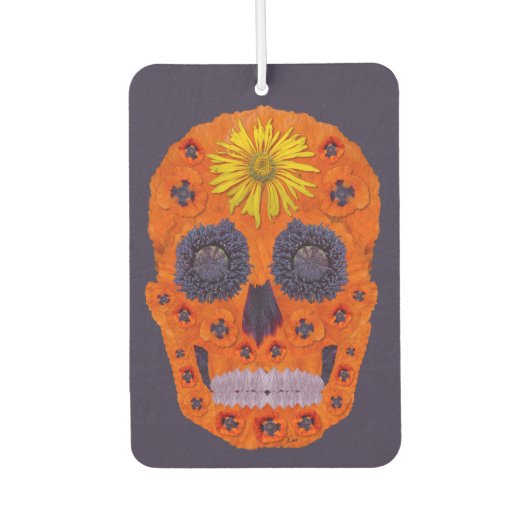 花スカル1 カーエアーフレッシュナー (正面)