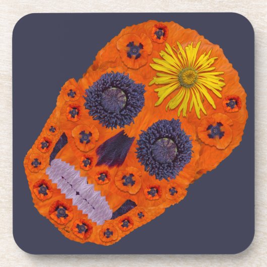 花スカル1 コースター (正面)