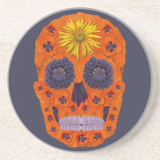 花スカル1 コースター (正面)