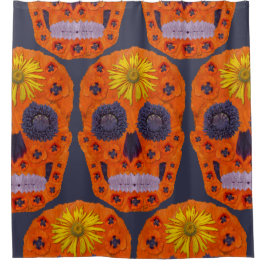 花スカル1 シャワーカーテン