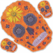 花スカル1 シール (正面)