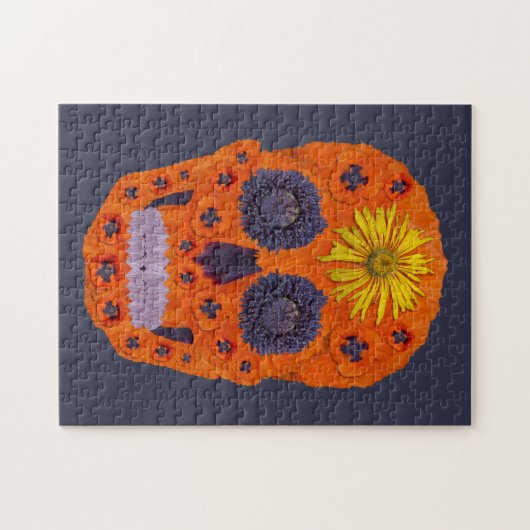 花スカル1 ジグソーパズル (横)