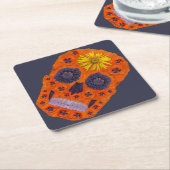 花スカル1 スクエアペーパーコースター (アングル)