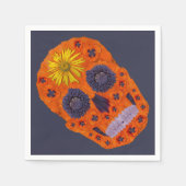 花スカル1 スタンダードカクテルナプキン (正面)