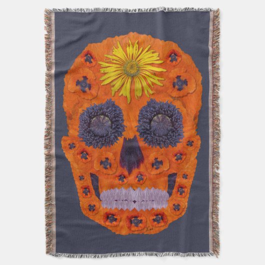 花スカル1 スローブランケット (正面縦)
