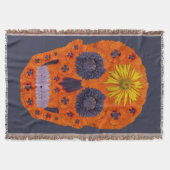 花スカル1 スローブランケット (正面)