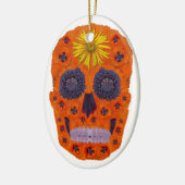 花スカル1 セラミックオーナメント (左)