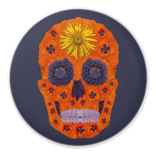 花スカル1 セラミックノブ (正面)