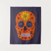 花スカル1 タペストリー (正面)