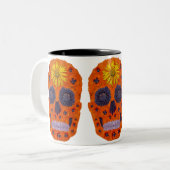 花スカル1 ツートーンマグカップ (正面左)