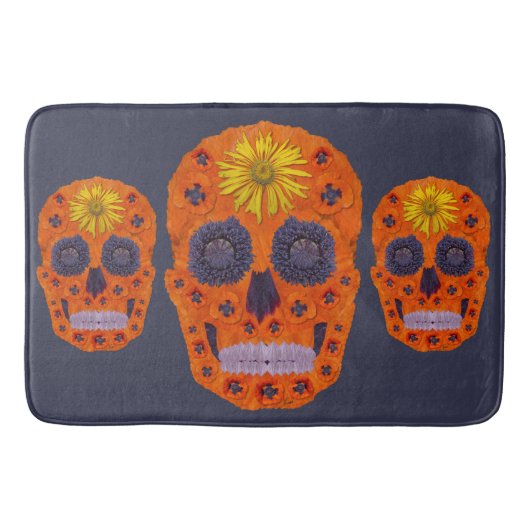 花スカル1 バスマット (正面)