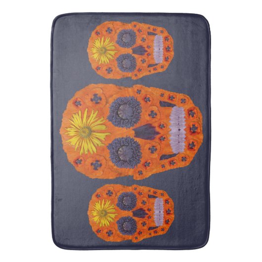 花スカル1 バスマット (正面縦)