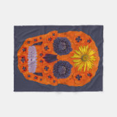 花スカル1 フリースブランケット (正面(横))