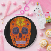 花スカル1 ペーパープレート (パーティー)