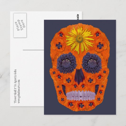花スカル1 ポストカード (正面/裏面)