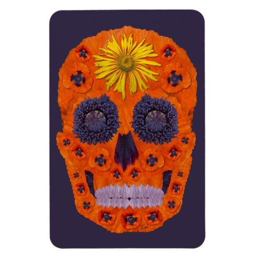 花スカル1 マグネット (縦)