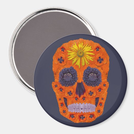 花スカル1 マグネット (正面/裏面)