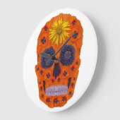 花スカル1 ラージ壁時計 (傾斜)