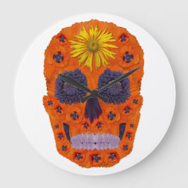 花スカル1 ラージ壁時計