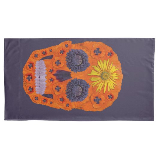 花スカル1 枕カバー (正面左)