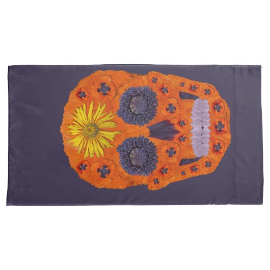 花スカル1 枕カバー (正面右)