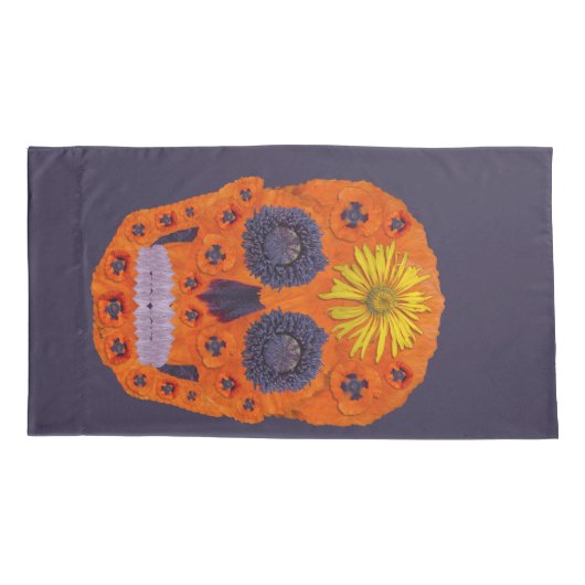 花スカル1 枕カバー (裏面-左)