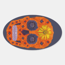 花スカル1 楕円形シール