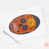 花スカル1 楕円形シール (封筒)