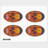 花スカル1 楕円形シール (シート)