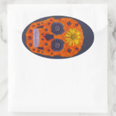 花スカル1 楕円形シール (バッグ)