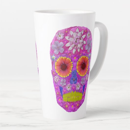 花スカル2 カフェラテマグ (右アングル)