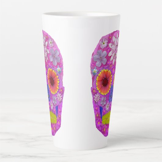 花スカル2 カフェラテマグ (正面)