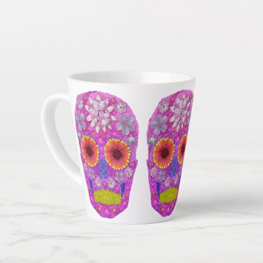 花スカル2 カフェラテマグ (左アングル)