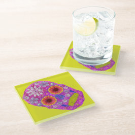 花スカル2 ガラスコースター