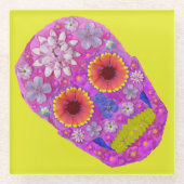 花スカル2 ガラスコースター (正面)