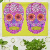 花スカル2 キッチンタオル (折り畳み)