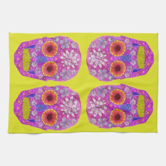 花スカル2 キッチンタオル (横)