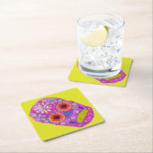 花スカル2 スクエアペーパーコースター (インサイチュ)