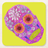 花スカル2 スクエアペーパーコースター (正面)