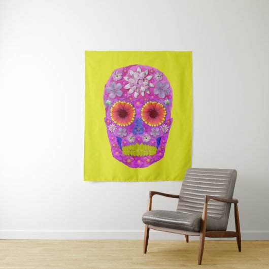 花スカル2 タペストリー (インサイチュ)