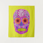 花スカル2 タペストリー (正面)