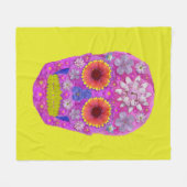 花スカル2 フリースブランケット (正面(横))