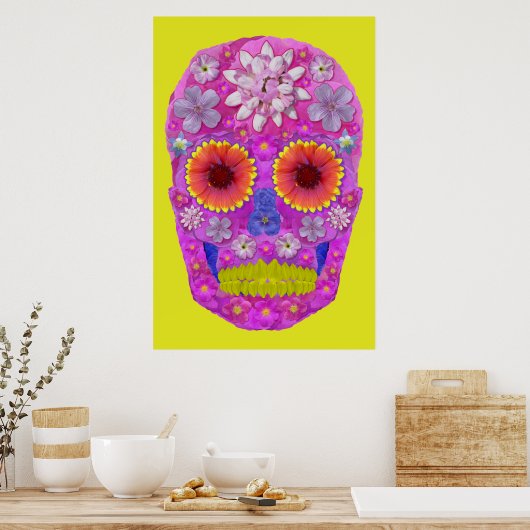 花スカル2 ポスター (キッチン)