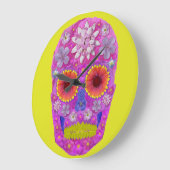 花スカル2 ラージ壁時計 (傾斜)