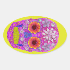 花スカル2 楕円形シール