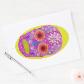 花スカル2 楕円形シール (封筒)