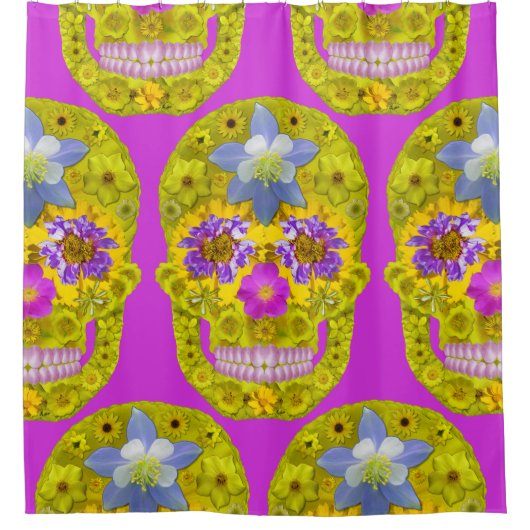 花スカル3 シャワーカーテン (正面)